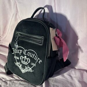 Juicy Couture Black Backpack with Pink Ribbon